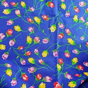 Vintage fabric remnant blue flower floral 1+ yard